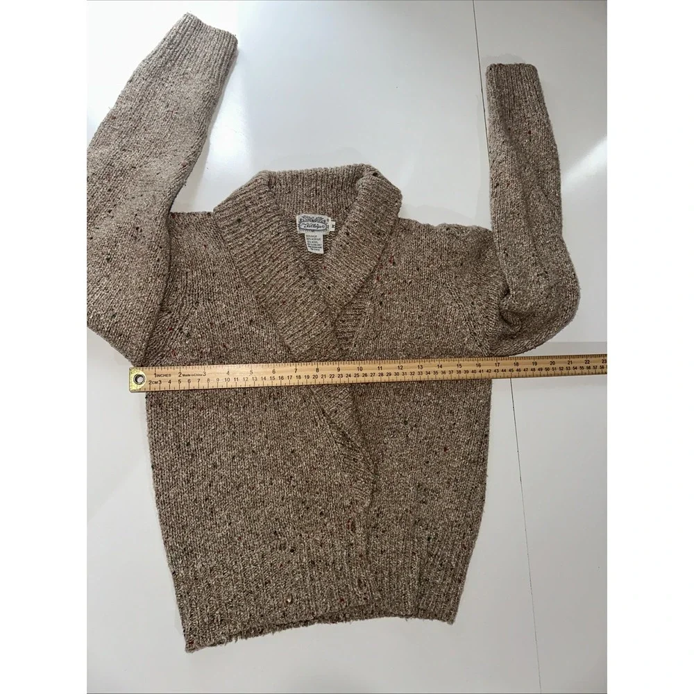 Vintage The Villager Brown Silk Wool Blend Cardigan SIZE Medium - Picture 7 of 9